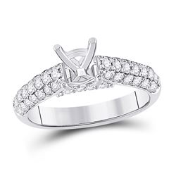 Womens Round Diamond Semi-Mount Setting Bridal Wedding Engagement Ring 14kt White Gold - REF-74W9K