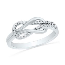 Womens Round Diamond Double Lasso Infinity Ring 1/6 Cttw 10kt White Gold - REF-15R5X