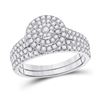 Image 1 : Round Diamond Bridal Wedding Ring Band Set 1 Cttw 10kt White Gold - REF-60N9F