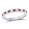 Image 1 : Womens Round Ruby Diamond Single Row Stackable Band Ring 1/3 Cttw 10kt White Gold - REF-14R9X