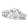 Image 1 : Princess Diamond Bridal Wedding Ring Band Set 1-1/2 Cttw 14kt White Gold - REF-109R5X