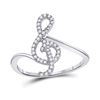 Image 1 : Womens Round Diamond Treble Clef Music Note Fashion Ring 1/6 Cttw 10kt White Gold - REF-15A5M