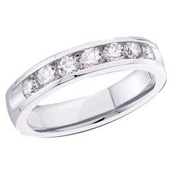Womens Round Diamond Wedding Single Row Band 1/8 Cttw 14kt White Gold - REF-16Y9N