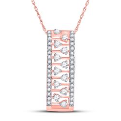 Womens Round Diamond Rectangular Fashion Necklace 1/3 Cttw 14kt Rose Gold - REF-30N9F