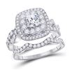 Image 1 : Princess Diamond Bridal Wedding Ring Band Set 2 Cttw 14kt White Gold - REF-203M9H