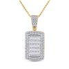 Image 1 : Mens Round Diamond Dog Tag Charm Pendant 3/4 Cttw 10kt Yellow Gold - REF-41F9W
