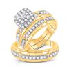 Image 1 : His Hers Round Diamond Matching Wedding Set 1-1/5 Cttw 10kt Yellow Gold - REF-87A5M