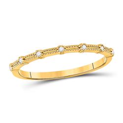 Womens Round Diamond Milgrain Stackable Band Ring 1/20 Cttw 10kt Yellow Gold - REF-10M5H