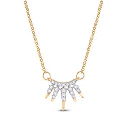 Womens Round Diamond Fashion Necklace 1/6 Cttw 10kt Yellow Gold - REF-16Y9N
