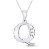 Image 1 : Womens Round Diamond Q Initial Letter Pendant 1/20 Cttw 10kt White Gold - REF-8M9H