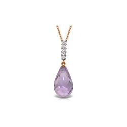 Genuine 5.08 ctw Amethyst & Diamond Necklace 14KT Rose Gold - REF-29P2H