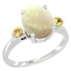 1.65 CTW Opal & Yellow Sapphire Ring 10K White Gold - REF-24N2Y