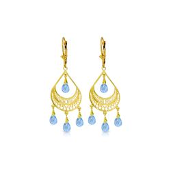 Genuine 6.75 ctw Blue Topaz Earrings 14KT Yellow Gold - REF-62H6X