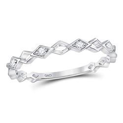 Womens Round Diamond Stackable Band Ring 1/20 Cttw 10kt White Gold - REF-8X5A