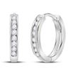 Image 1 : Womens Round Diamond Hoop Earrings 1/4 Cttw 14kt White Gold - REF-21H5R