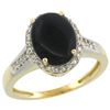 Image 1 : 2.60 CTW Onyx & Diamond Ring 10K Yellow Gold - REF-44R7H