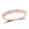 Image 1 : Womens Round Diamond Square Dot Stackable Band Ring 1/8 Cttw 10kt Rose Gold - REF-14H9R