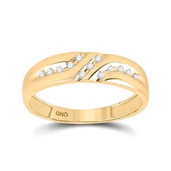 Mens Round Diamond Wedding Band Ring 1/8 Cttw 14kt Yellow Gold - REF-17M5H