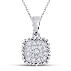 Womens Round Diamond Square Pendant 1/6 Cttw 10kt White Gold - REF-13W9K