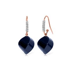 Genuine 30.68 ctw Sapphire & Diamond Earrings 14KT Rose Gold - REF-67P3H