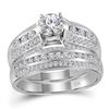 Image 1 : Round Diamond Bridal Wedding Ring Band Set 1-1/4 Cttw 14kt White Gold - REF-156W5K