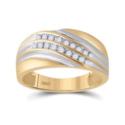 Mens Round Diamond Wedding Band Ring 1/4 Cttw 10kt Yellow Gold - REF-26K9Y