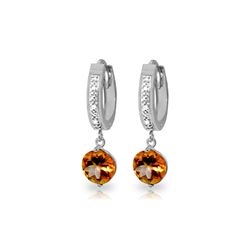 Genuine 2.53 ctw Citrine & Diamond Earrings 14KT White Gold - REF-54M6T