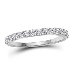 Womens Round Diamond Wedding Single Row Band 1/2 Cttw 10kt White Gold - REF-30Y9N