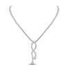 Image 1 : Womens Round Diamond Teardrop Dangle Cluster Necklace 7-7/8 Cttw 18kt White Gold - REF-567A5M