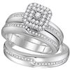 Image 1 : His Hers Round Diamond Square Matching Wedding Set 1/2 Cttw 10kt White Gold - REF-43H5R