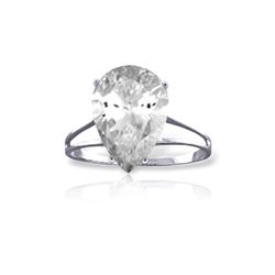 Genuine 5 ctw White Topaz Ring 14KT White Gold - REF-34K3V