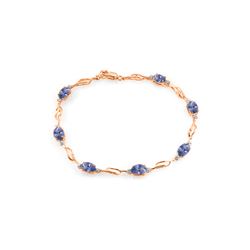 Genuine 3.01 ctw Tanzanite & Diamond Bracelet 14KT Rose Gold - REF-115V3W