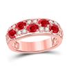 Image 1 : Womens Oval Ruby Diamond Alternating Band Ring 1-1/5 Cttw 14kt Rose Gold - REF-43A5M