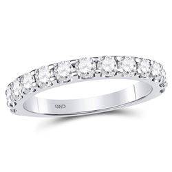 Womens Round Diamond Single Row Machine-set Wedding Band 1 Cttw 14kt White Gold - REF-82N9F