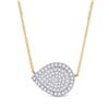 Image 1 : Womens Round Diamond Teardrop Necklace 1/4 Cttw 10kt Yellow Gold - REF-19R5X