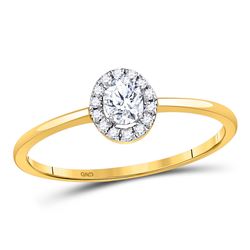 Womens Oval Diamond Solitaire Stackable Band Ring 1/3 Cttw 10kt Yellow Gold - REF-40R9X