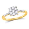 Image 1 : Womens Round Diamond Flower Cluster Ring 1/2 Cttw 10kt Yellow Gold - REF-34F5W