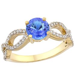 1.09 CTW Tanzanite & Diamond Ring 10K Yellow Gold - REF-56M7A