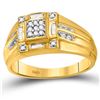 Image 1 : Mens Round Diamond Square Cluster Ring 1/4 Cttw 10kt Yellow Gold - REF-21F9W