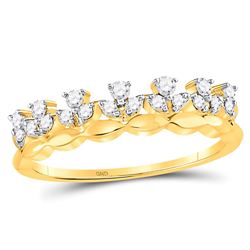 Womens Round Diamond Stackable Band Ring 1/4 Cttw 14kt Yellow Gold - REF-24K9Y