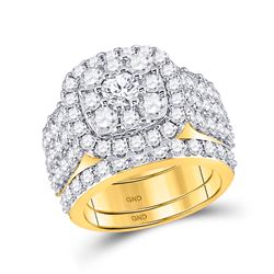 Round Diamond Bridal Wedding Ring Band Set 3-3/4 Cttw 14kt Yellow Gold - REF-274F5W