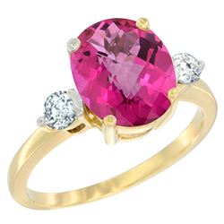 2.60 CTW Pink Topaz & Diamond Ring 10K Yellow Gold - REF-62X2M