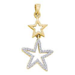 Womens Round Diamond Star Pendant 1/10 Cttw 10kt Yellow Gold - REF-7Y5N