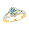 Image 1 : Womens Oval Lab-Created Blue Topaz Solitaire Ring 5/8 Cttw 10kt Yellow Gold - REF-15H9R