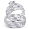 Image 1 : His Hers Round Diamond Cluster Matching Wedding Set 3/8 Cttw 10kt White Gold - REF-43A5M