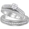 Image 1 : His Hers Round Diamond Cluster Matching Wedding Set 1/2 Cttw 10kt White Gold - REF-41X9A