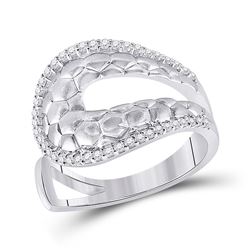 Womens Round Diamond Modern Scale Fashion Ring 1/4 Cttw 14kt White Gold - REF-38R9X