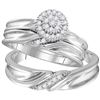 Image 1 : His Hers Round Diamond Cluster Matching Wedding Set 1/4 Cttw 10kt White Gold - REF-42N9F