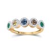 Image 1 : Womens Round Multi Color Enhanced Diamond Cluster Ring 3/8 Cttw 10kt Yellow Gold - REF-20M5H