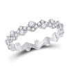 Image 1 : Womens Round Diamond ZigZag Stackable Band Ring 1/2 Cttw 10kt White Gold - REF-32H5R